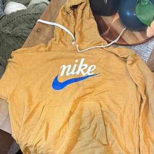 Nike Golden Hoodie with Blue Swoosh